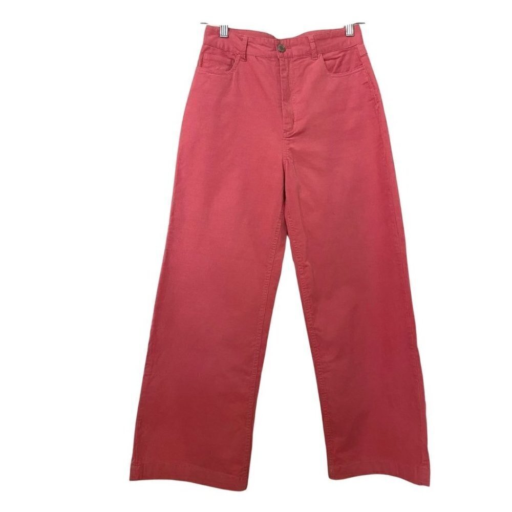 Frank & Oak Wide Leg Pants in Coral Red